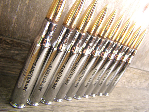 Mariage - Groomsmen Gifts. 7 Chrome Engraved 50 Caliber Personalized Bottle Openers. Groom Gift. Usher Gift. Father of the Bride. Groomsman Gift