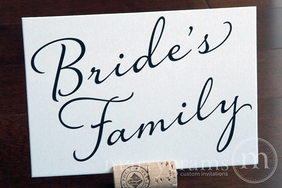 Wedding - Bride & Grooms Family Wedding Table Card Sign - Wedding Reception Seating Signage - Reserved Table Number (Set of 2) Matching Numbers  SS03