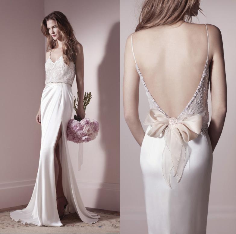 2014 New Lihi Hod Designer Spaghetti Backless Wedding Dress Sexy