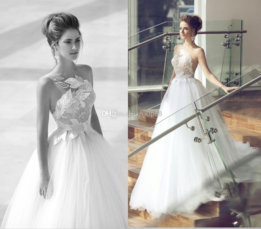 زفاف - Hot Selling Exquisite Sheer Illusion Neckline Backless Beach Wedding Dresses Lace Beads Tulle Empire Wedding Dress Bridal Gowns 2013 2014 Online with $119.21/Piece on Hjklp88's Store 