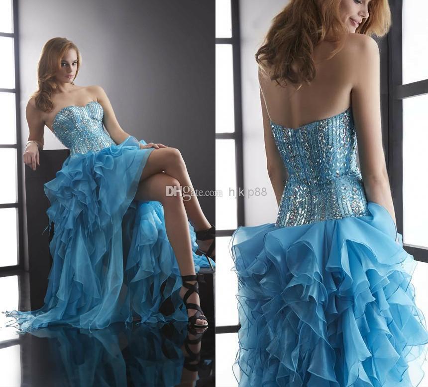 Свадьба - Custom Made New Strapless Embellished Crystal Beads Ruffled High Low 2014 Dresses Evening Long Jasz Couture Formal Prom Dresses Gowns Online with $102.88/Piece on Hjklp88's Store 