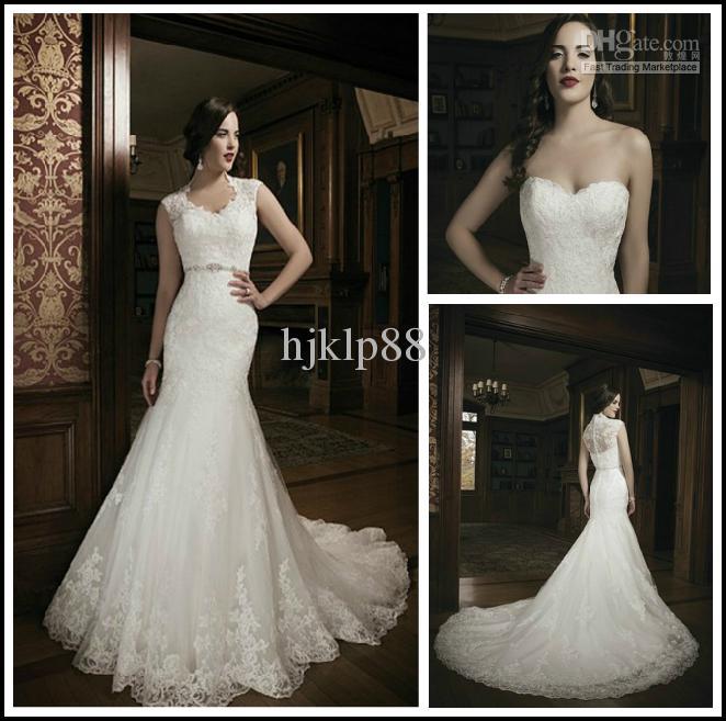 Mariage - 2014 New Best Selling Sweetheart Mermaid Sweep Tulle Applique Lace Sexy Lady Detachable Jacket Bridal Gowns Wedding Dresses Online with $116.48/Piece on Hjklp88's Store 