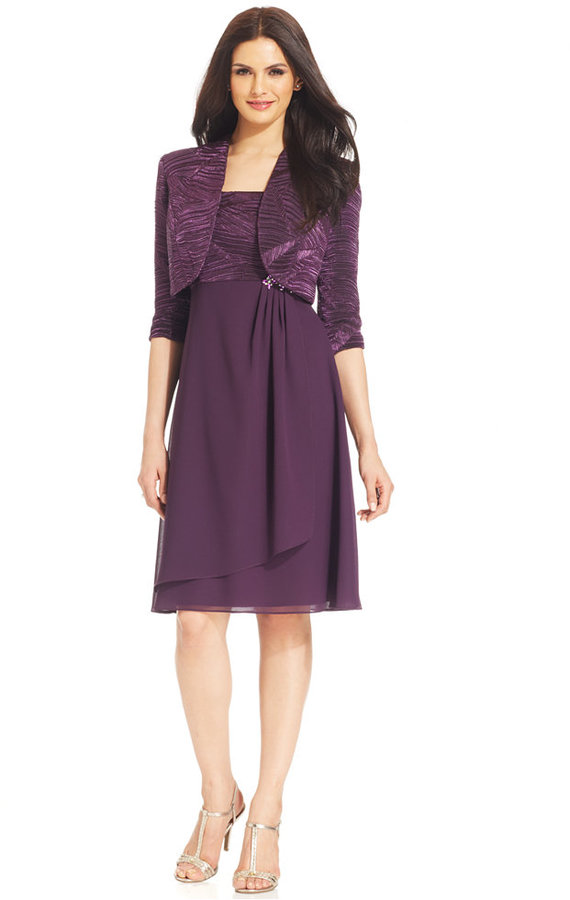 Mariage - R&M Richards Textured Crepe Dress and Jacket