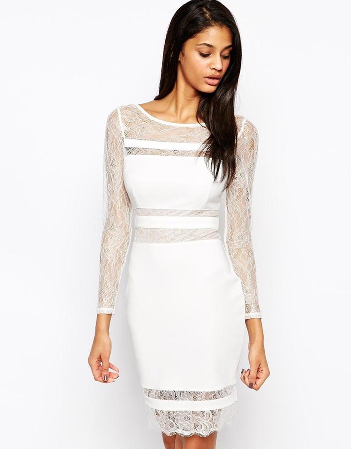 Mariage - LIPSY Michelle Keegan Loves Lipsy Nude Lace Panel Body-Conscious Dress