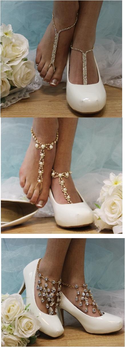 Mariage - Gold barefoot sandals beach wedding