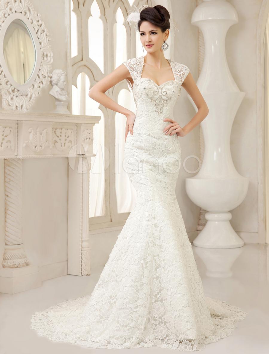 Hochzeit - 2014 New Arrival Mermaid Court Train Lace Sexy Backless Crystal Beaded Wedding Dress/Bridal Gowns Dresses Online with $162.18/Piece on Hjklp88's Store 