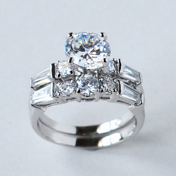 Hochzeit - cz ring, cz wedding ring, cz engagement ring, wedding ring set, ring set, cz wedding set cubic zirconia size 5 10 - MC1083341AZ