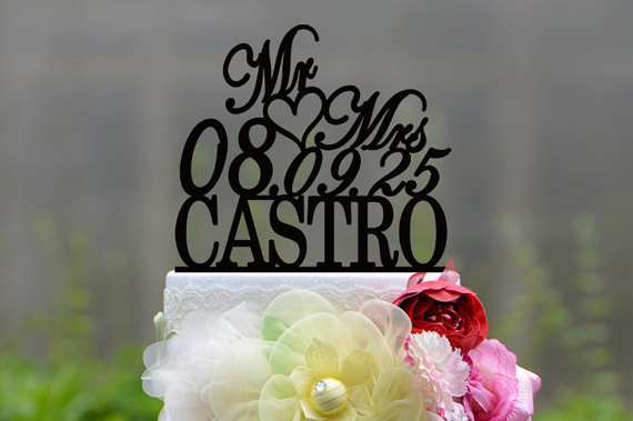 Свадьба - Wedding Cake Topper Monogram Mr and Mrs cake Topper Design Personalized with YOUR Last Name 053