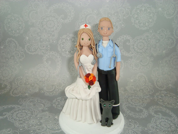 زفاف - Paramedic & Nurse Personalized Wedding Cake Topper