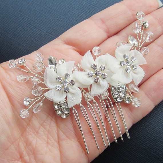 زفاف - Flower Bridal Comb, EMILY HAIR COMB, Bridal hair comb, Wedding hair accessories, Bridal Headpieces,