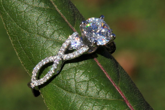 Hochzeit - Diamond Engagement Ring SETTING semi mount- Round - Pave - Antique Style - 14K white gold - Weddings- Luxury- Brides - Bp002