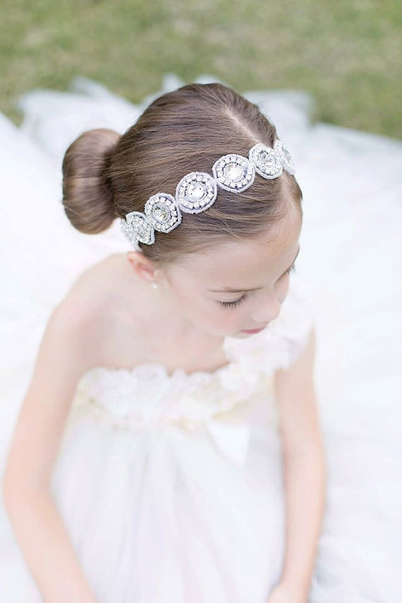 Hochzeit - Flower Girl Headband, Bridal Headband, Rhinestone Headband, Crystal Headband, Bridal Hair Piece, Bling Headband, Wedding Headband
