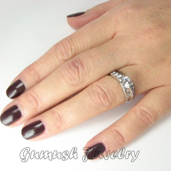 زفاف - Engagement Ring, 925 Sterling Silver Ring, CZ Cubic Zirconia Ring, Gumush Jewelry, Promise Ring Size 5