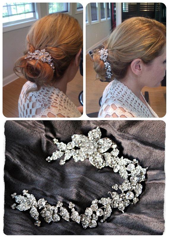 زفاف - Swarovski Bun Wrap, Bridal Hair Vine, Crystal Wedding Hair Pin, Rhinestone Hair Vine, Bun Wrap, Wedding Hair Pin, Diamante Hair Accessory
