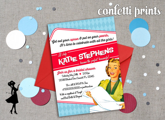 Свадьба - Retro Housewife Bridal Shower Invitation - PERFECT HOUSEWIFE Printable