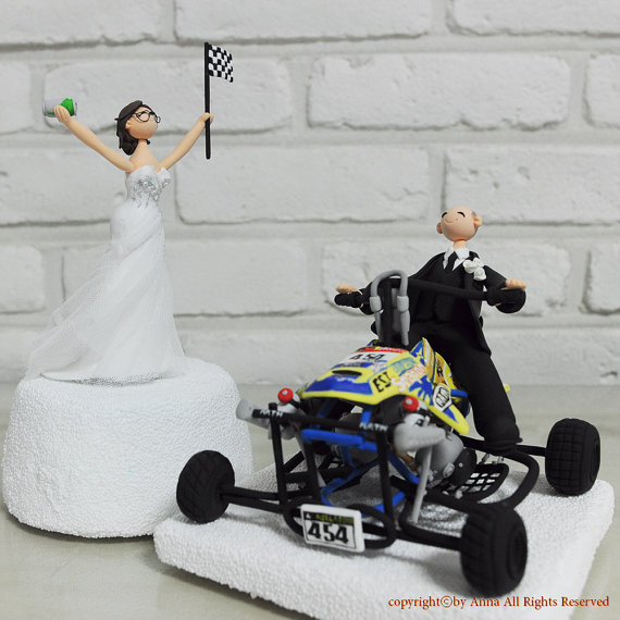 Hochzeit - ATV Four wheel rider custom wedding cake topper Decoration