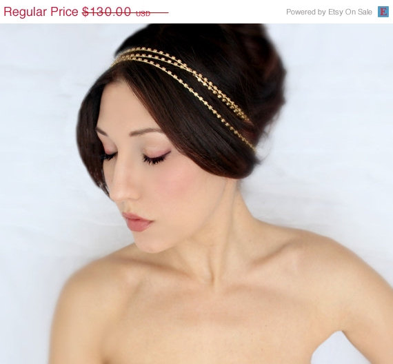 Gold Bridal Headpiece Rhinestones Crystal Wedding Headband Tiara V675 