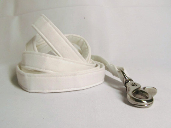 Wedding - Designer Dog Leash - White Wedding - Cotton Dog Leash - matching leash for dog collar, wedding set