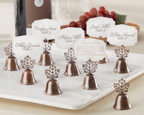 Wedding - Leaf Kissing Bell Place Card/Photo Holder (Set Of 24)