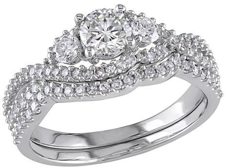 Свадьба - 1 1/8 CT. T.W. Diamond Bridal Set in 14K White Gold (GH) (I1:I2) (IGL Certification)