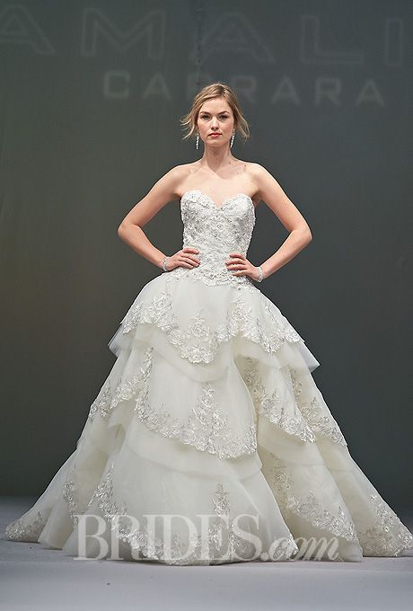 Hochzeit - Eve Of Milady - Fall 2014 - Style 4323 Strapless Ball Gown Wedding Dress With Floral Accents And Multi-Tiered Skirt