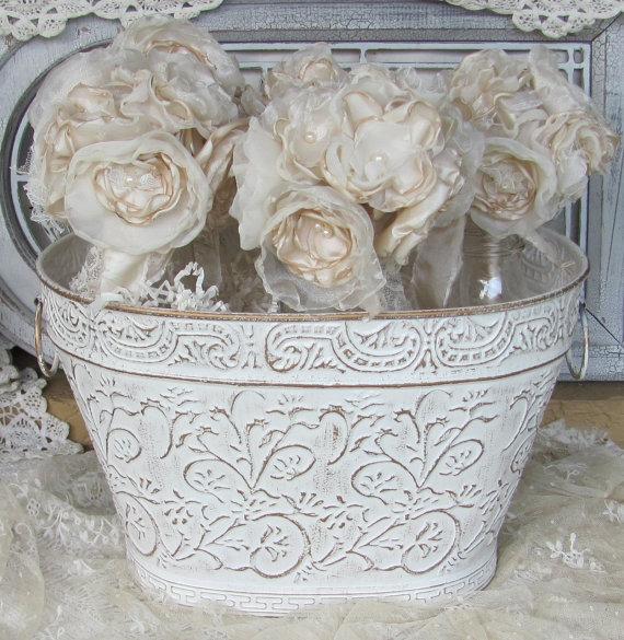 زفاف - Bridesmaid Fabric Flower  Bouquet Set of 5  Custom Order  by Burlap And Bling Design Studio