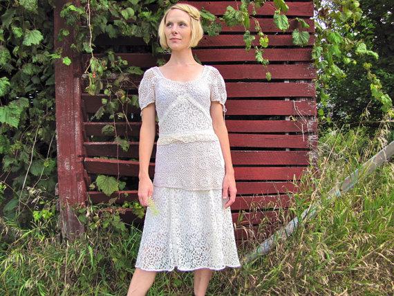 Wedding - EARTH DAY SALE Uma Wedding Dress- One of a KInd Crochet and Lace