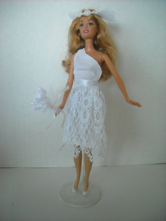 زفاف - Barbie Tea Length Wedding Gowns & Veils and Accessories Choice of 2 Styles