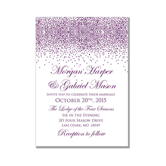 Wedding - Printable Wedding Invitation - Purple Wedding - Purple Sparkles - DIY Wedding Invitations - INSTANT DOWNLOAD -  Microsoft Word