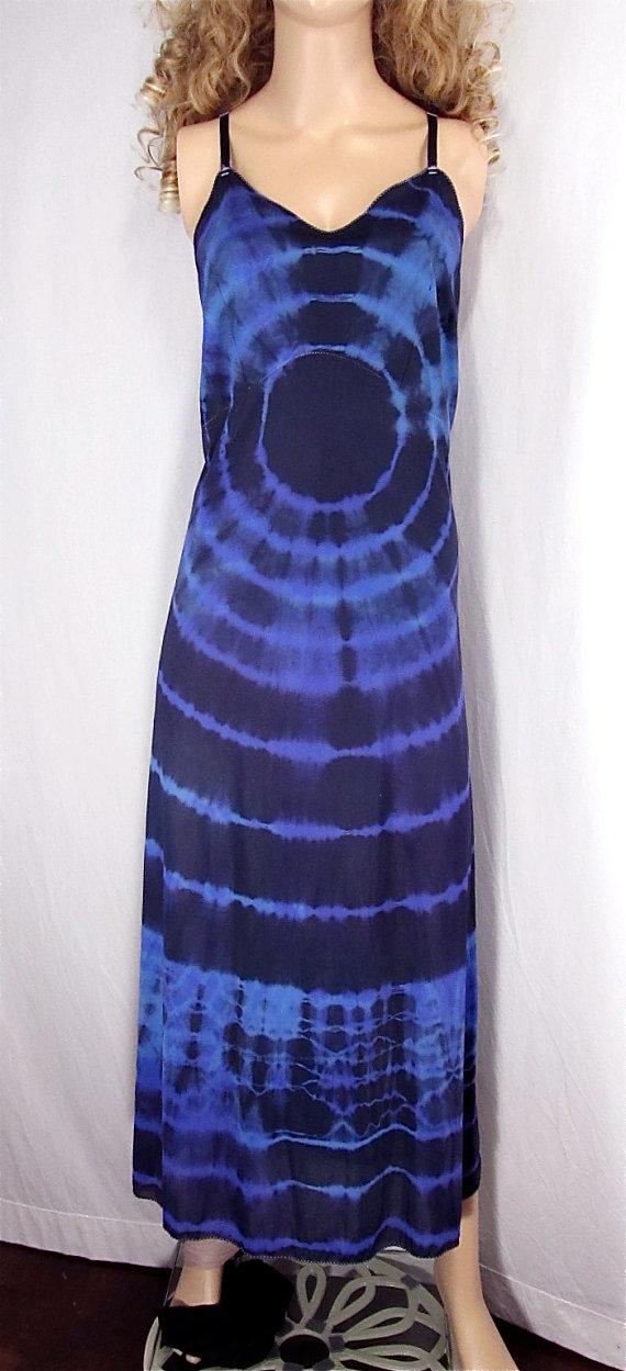 Mariage - Tie Dye Long Slip Nightgown 42 Plus Size Vintage Lingerie Upcycled Clothing Festival Dress Hand Dyed Full Slip Hippie Lingerie Gift For Her