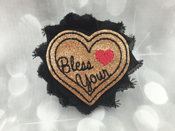 Wedding - Bless Your Heart Southern Charm Feltie Fluffy Floral Pet Collar Flower - Cat Dog Accessory