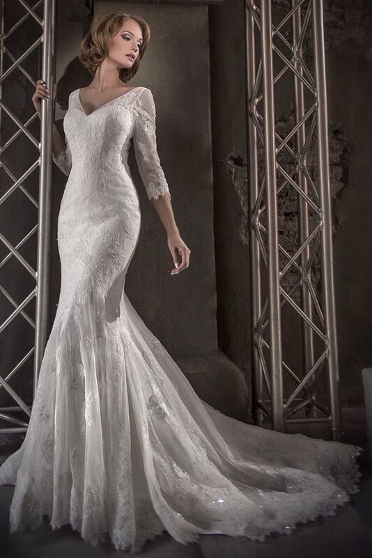Mariage - Mermaid Wedding Dress.Lace Wedding Dress.Long Sleeves Wedding Dress.Sheer Back Wedding Dress.Romantic Wedding DressSexy Wedding Dress