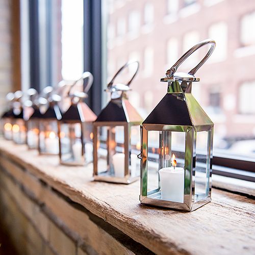 زفاف - Stainless Lantern With Glass Panels