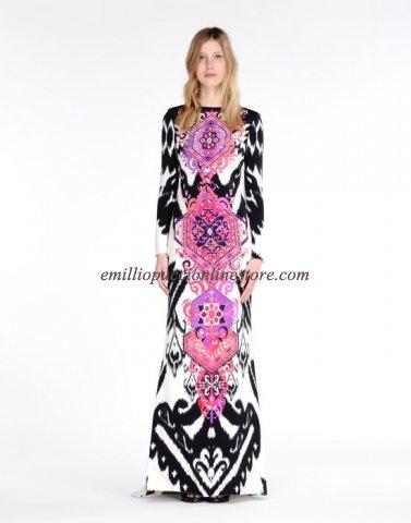 Wedding - EMILIO PUCCI Pink Black Royal Print Long Dress Sale