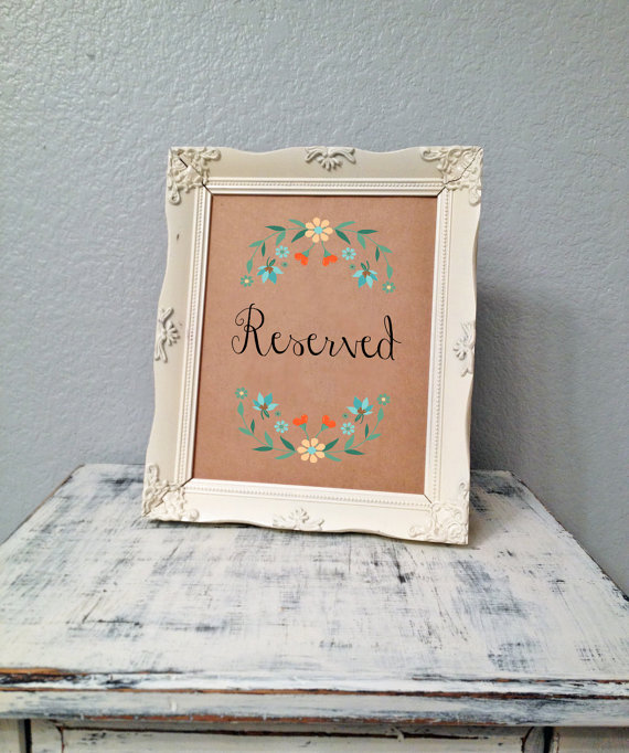 Mariage - 4x6 Reserved Table sign - custom reserved wedding table sign - floral wedding theme