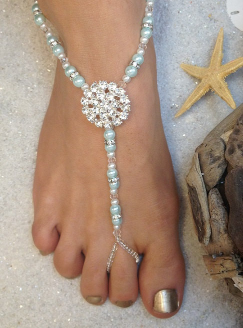 Свадьба - Foot JewelryWedding Barefoot Sandal Anklet Bridal Jewelry Wedding Ankle Bracelet