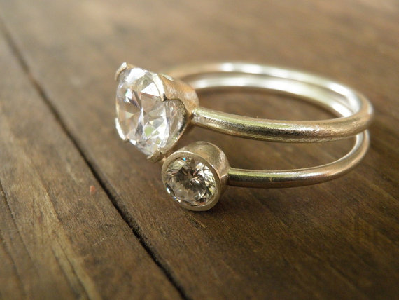 زفاف - Engagement Rings Set, Stacking Rings, Vintage Inspired Classic Clear Cubic Zirconia Rings, Sterling Silver Rings, Statement Rings
