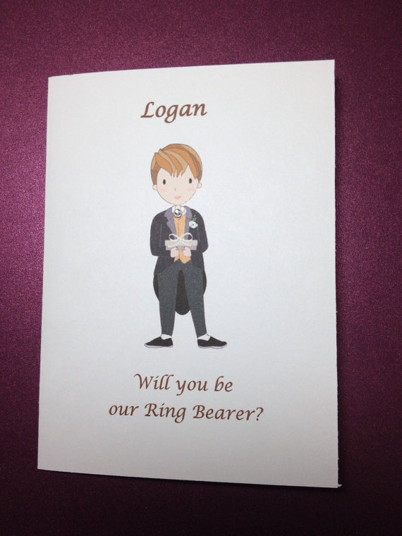 Mariage - Ring Bearer Card, Personalized, Will you be my Ring Bearer, Page Boy Card, Ring Bearer Thank You, Handmade by Designs by AliA