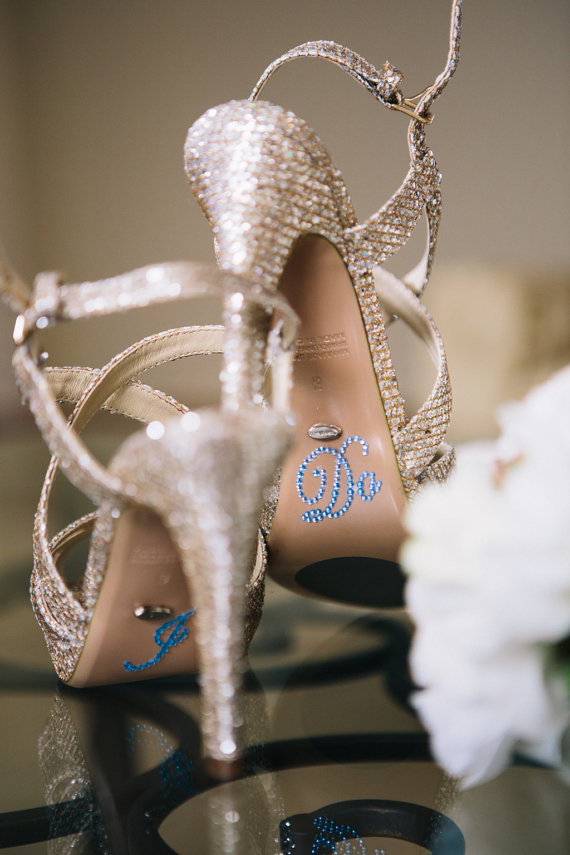 Mariage - Wedding bridal shoes I Do Something Blue Shoe Stickers Appliques i do stickers rhinestone