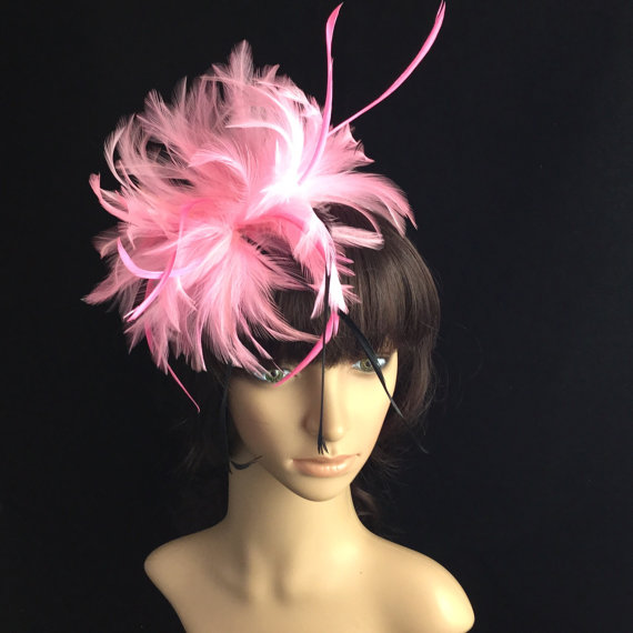 زفاف - Pink Kentucky Derby Fascinator , Ascot Races Headpiece, Bridal Wedding Church Headband,Cocktail Headpiece, Melbourne Cup, Hair accessories