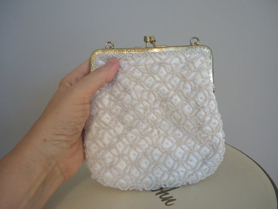 زفاف - vintage beaded purse /  Wedding purse / Something old but looks new bridal clutch