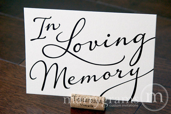 Wedding - In Loving Memory Sign Table Card - Wedding Reception Seating Signage - Family Photo Table Sign - Matching Numbers Available SS03