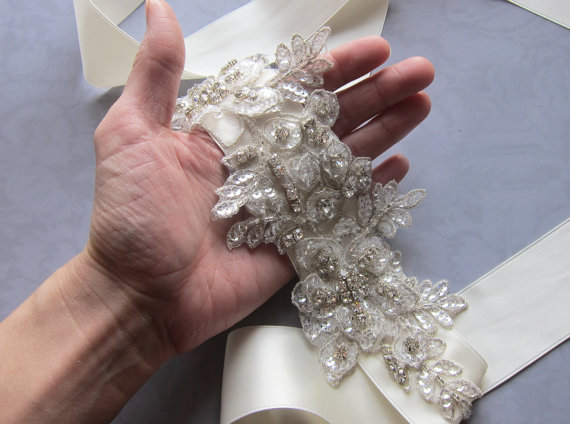 زفاف - Crystal Bridal Sash Belt, Flower Wedding Dress Sash, Vintage Style Beaded Bridal Belt, Rhinestone Leaf Sash, Bridal Flower Sash -'SIARA'