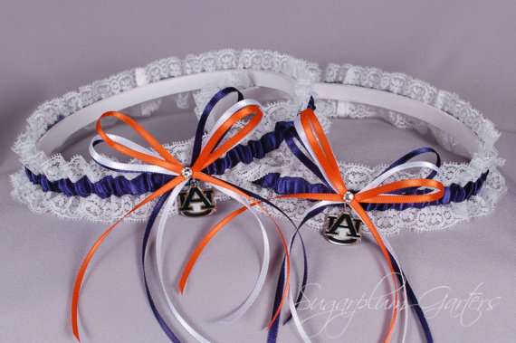 Wedding - Auburn University Tigers Lace Wedding Garter Set