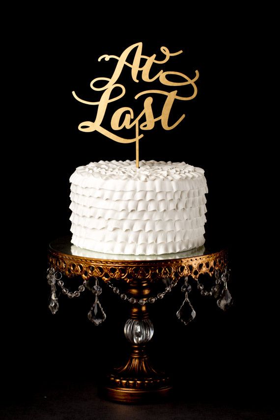 Hochzeit - At Last Wedding Cake Topper - Gold