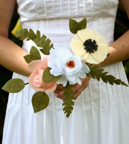 Hochzeit - Recycled Felt Flower Bouquet