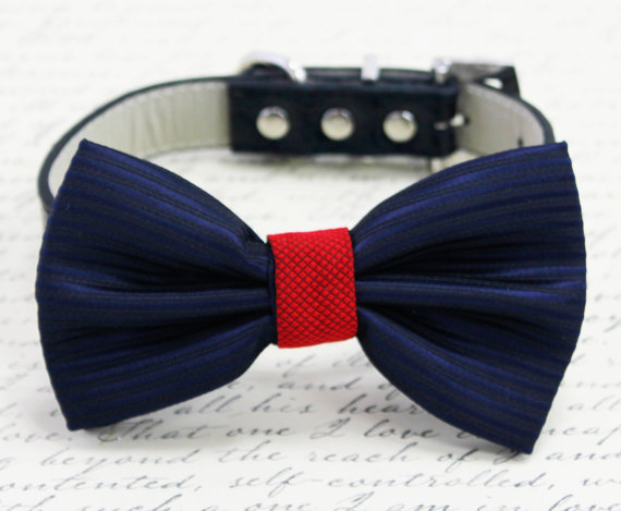 Mariage - Navy/Red Dog Bow tie, Pet Wedding Accessories, Pet Accessories, Wedding Details, Detailed Dog Accessories, Navy/Red Wedding