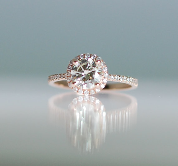 Mariage - Engagement ring diamond ring 0.87ct VS1 Champagne diamond ring 14k rose gold ring. Rose gold Engagement ring by Eidelprecious