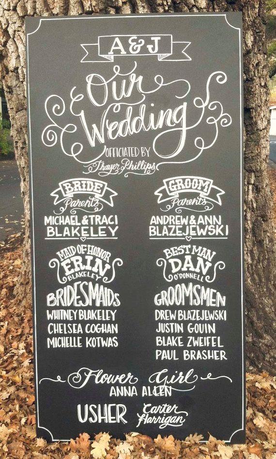 Wedding - Chalkboard Sign // Wedding // Custom Made Ceremony Program Hand Drawn Sign