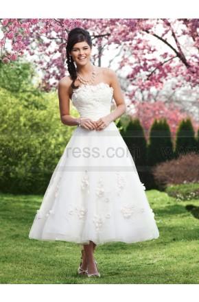 Hochzeit - Tulle Venice Lace A-line Tea Length Bridal Dress By Sincerity 3720